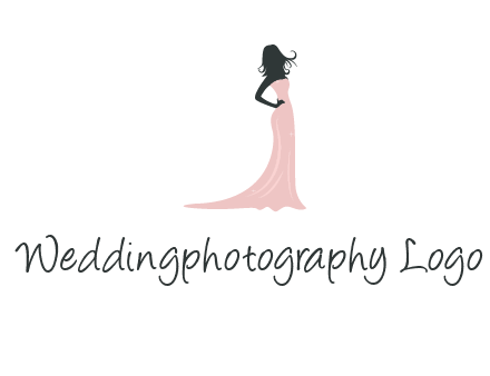 woman posing in strapless dress logo