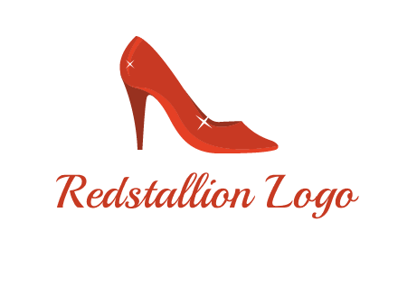 shiny red heel pump logo