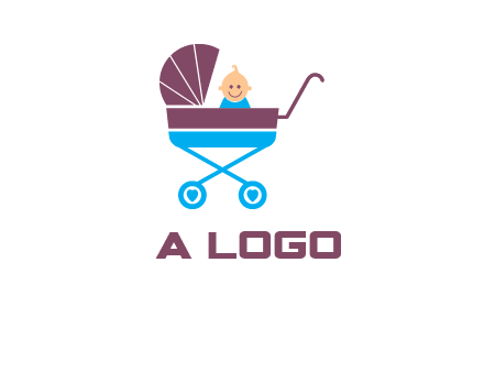 boy in baby stroller logo