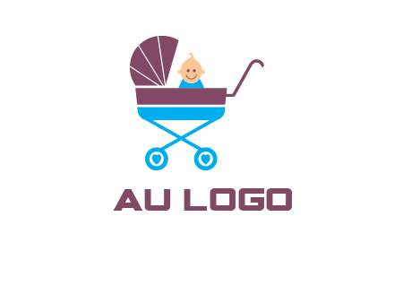 boy in baby stroller logo