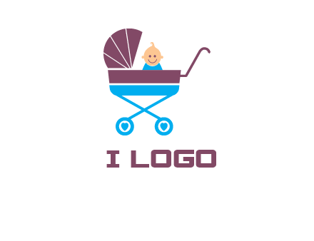 boy in baby stroller logo