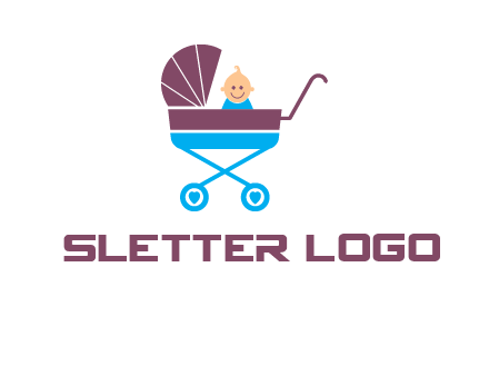 boy in baby stroller logo