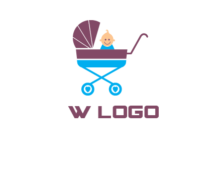 boy in baby stroller logo