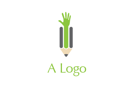 green hand inside pencil logo