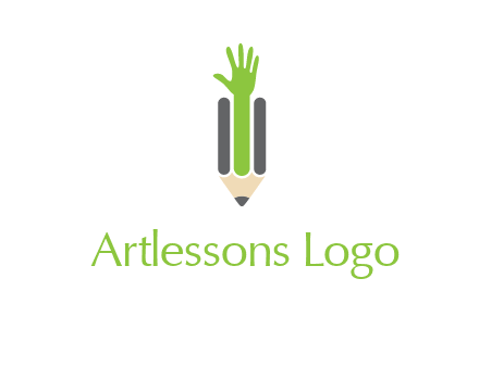 green hand inside pencil logo