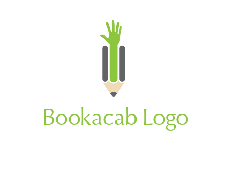 green hand inside pencil logo