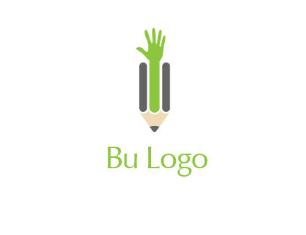 green hand inside pencil logo