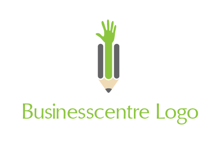 green hand inside pencil logo