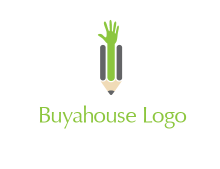 green hand inside pencil logo