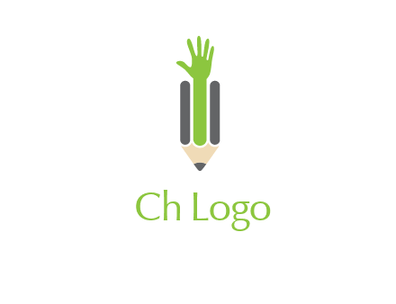 green hand inside pencil logo