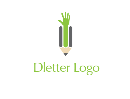 green hand inside pencil logo