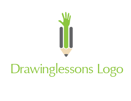 green hand inside pencil logo