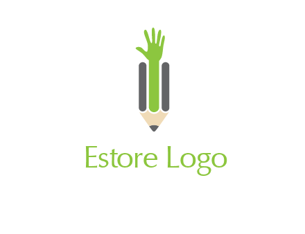 green hand inside pencil logo