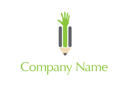 green hand inside pencil logo