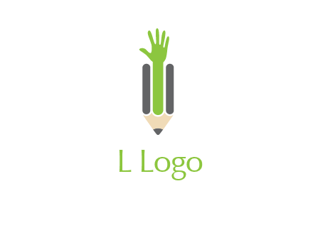 green hand inside pencil logo