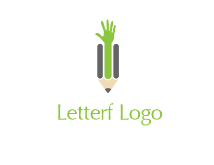 green hand inside pencil logo