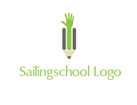 green hand inside pencil logo