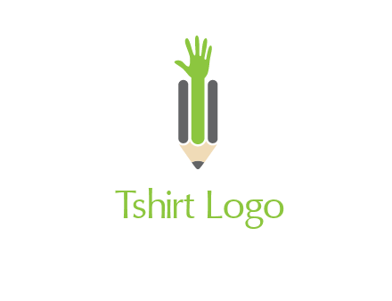 green hand inside pencil logo