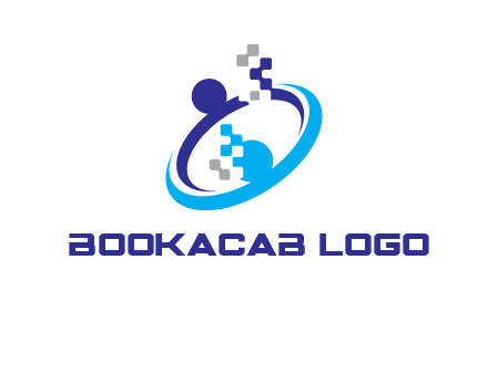 logo with pixels or pieces rising from ring