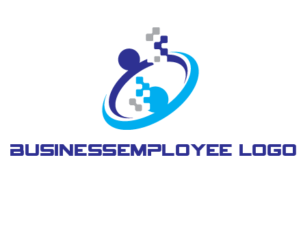 logo with pixels or pieces rising from ring