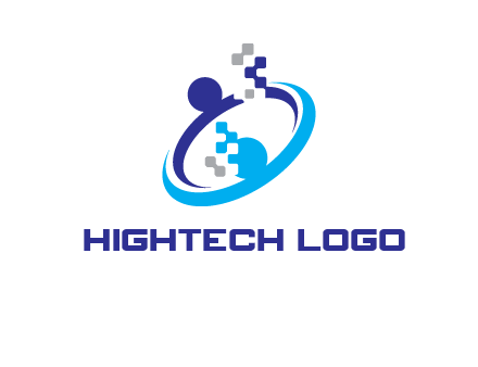 logo with pixels or pieces rising from ring