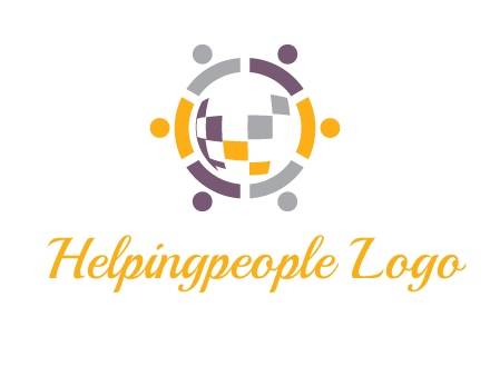 people and pieces forming a circle logo