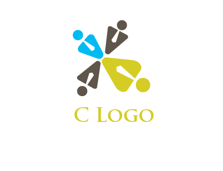 people wearing tie forming a clover leaf logo