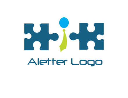 puzzle pieces with man wearing tie logo