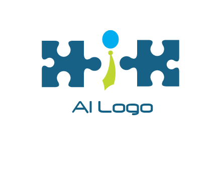 puzzle pieces with man wearing tie logo