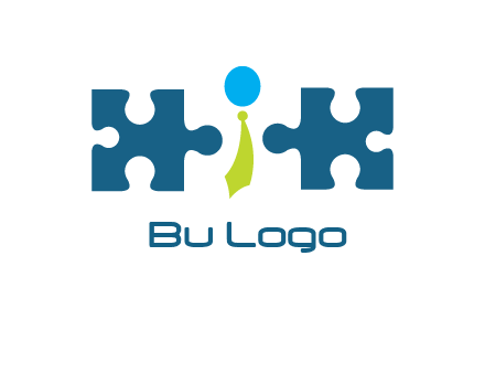 puzzle pieces with man wearing tie logo