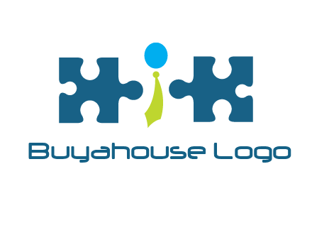 puzzle pieces with man wearing tie logo