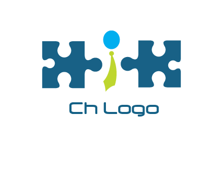 puzzle pieces with man wearing tie logo