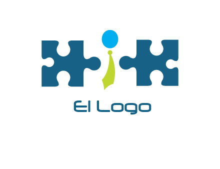 puzzle pieces with man wearing tie logo