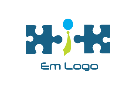 puzzle pieces with man wearing tie logo