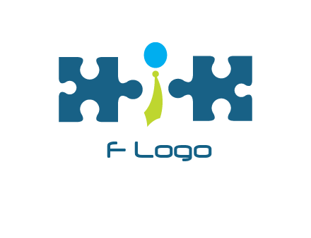 puzzle pieces with man wearing tie logo