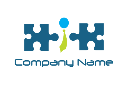 puzzle pieces with man wearing tie logo