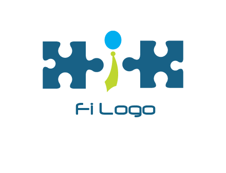 puzzle pieces with man wearing tie logo