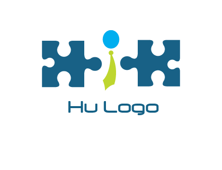 puzzle pieces with man wearing tie logo