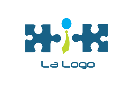 puzzle pieces with man wearing tie logo