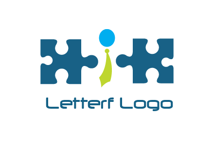 puzzle pieces with man wearing tie logo