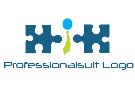 puzzle pieces with man wearing tie logo