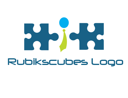 puzzle pieces with man wearing tie logo