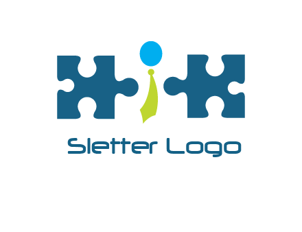 puzzle pieces with man wearing tie logo