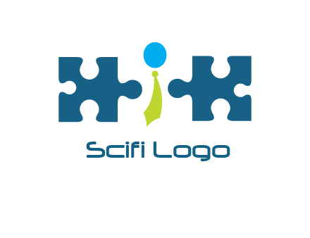 puzzle pieces with man wearing tie logo