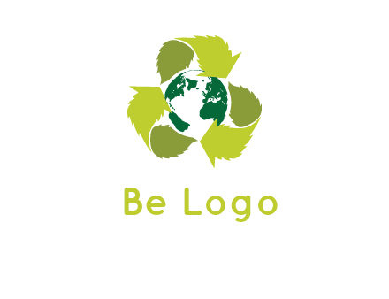 recycle sign around earth logo