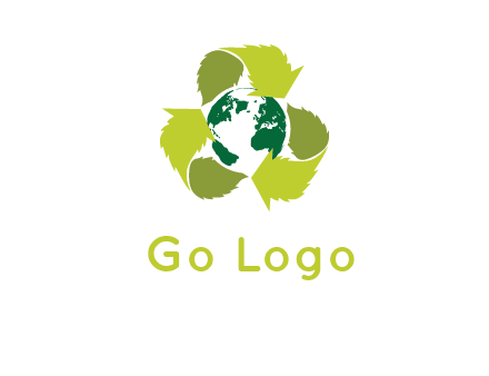 recycle sign around earth logo