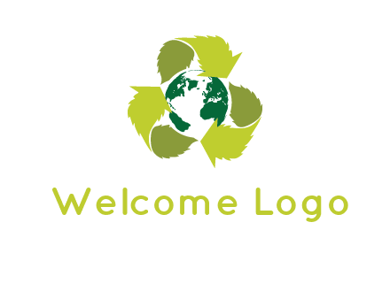 recycle sign around earth logo