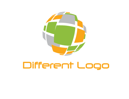 square pieces forming a globe logo