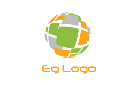 square pieces forming a globe logo