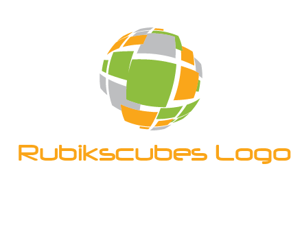 square pieces forming a globe logo